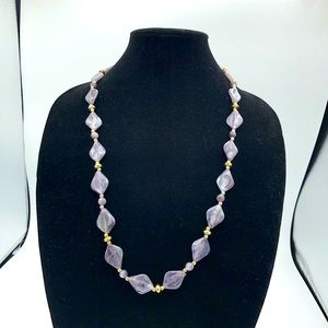 Marbled purple beaded necklace